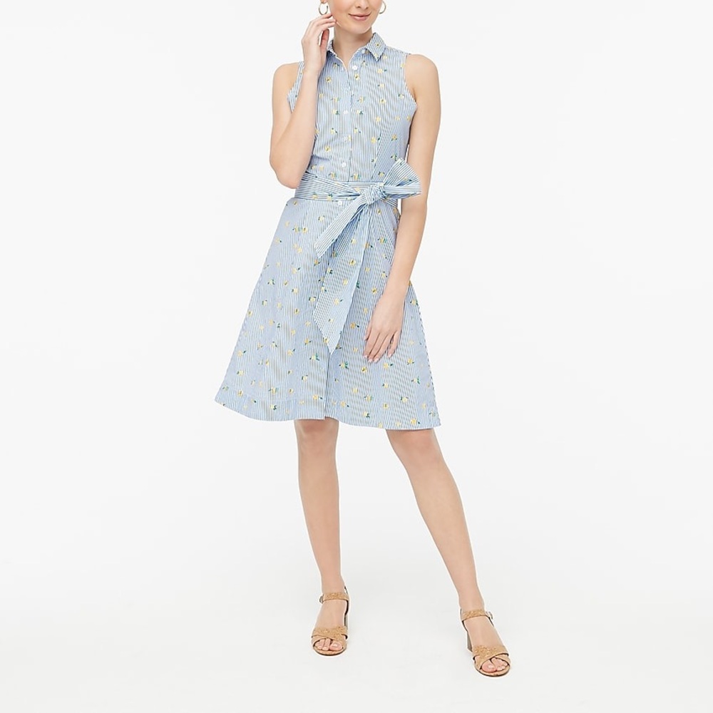 Brand NWT J.Crew lemon print tie waist dress